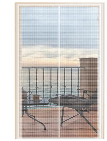 Balkontür Fliegengitter, Insektenschutzgitter Robustes und Kratzfestes Glasfaser, Insektenschutzgitter für Kellertür,Terrassentür,White-110×210cm