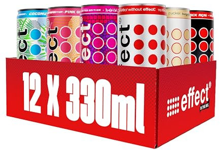 effect Energy Drink MIX - Tray mit 12 x 330 ml Energy Dose Einweg, Koffeinhaltiges Erfrischungsgetränk mit B-Vitaminen – alle beliebten Sorten im praktischen Mix, fruchtig & vegan