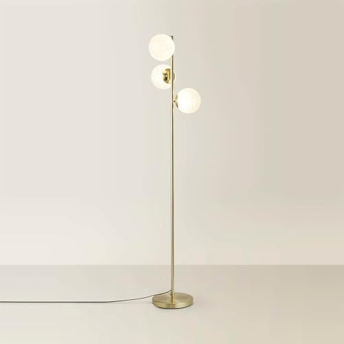 ValueLights | Jas Gold 3 Way Floor Lamp with White Confetti Glass Globe Shades | Floor Lamps, Home Décor & Improvement Essential