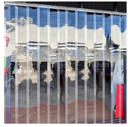 QHLTY Rideau Porte Vinyle Plastique, Lames Stores Verticaux PVC pour Chambres Froides, Entrepôts, Granges, Magasins, Fenêtres, Écuries, Garages(105x200cm)