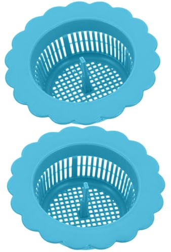 BESPORTBLE Coladores de Fregadero para Cocina y Caravana Filtro de Desagüe Malla de Alta Densidad Tapa de Desagüe Azul 2 Piezas Atrapa Restos de Comida y Cabello Fácil Limpieza