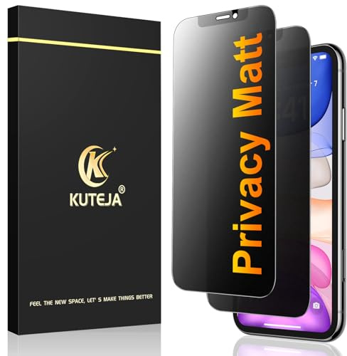 Kuteja Matt Panzerglas Sichtschutz für iPhone 11/XR [2 Stück], 9H Härte Anti Spähen Full Screen Matte Schutzfolie, Anti-Fingerabdruck, Blendschutz Privacy Folie
