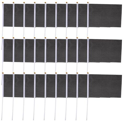WEKADRIN 50 Stück Kleiner Polyester Handflaggen Schwarz 14X21cm Einfarbig Selbstgemacht Partyfahnen für Sport und Festlichkeiten