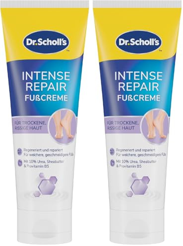 Scholl Expertcare Intensiv regenerierende Fußcreme mit 10% Urea - für sehr trockene und rissige Haut - mit Urea und Provitamin B5 - Hautverträglichkeit dermatologisch getestet - 75 ml (Packung mit 2)