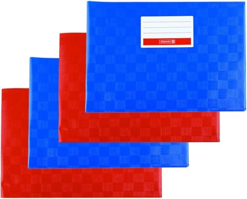Brunnen Hefthüllen A5 quer Heftumschläge Heftumschlag Heftschoner für z.B. Schreibheft Lin. 0 und Lineatur 1q, Notenheft, 4er Pack rot und blau (Hefthüllen 4er Set)