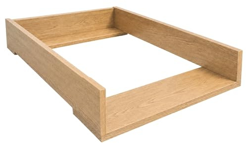 ComfortCove Wickeltischaufsatz, Gerade Seiten, 53,2x70 cm, Eiche | Ausziehbar verstellbar 34–50 cm für verschiedene Kommoden, Wickelkommode, Wickeltisch, Wickelaufsatz für Kommode, Wickelbrett