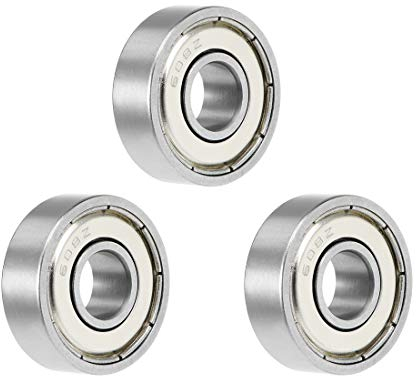 sourcing map 3stk tief Rille Ball Lager 608ZZ 8x22x7mm Doppel Schutz Chrom Lager