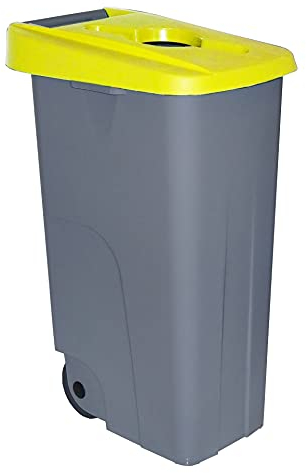 Denox DEN010 Contenedor Reciclo 85 litros Abierto, Amarillo, 420x570x760 mm