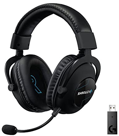 Logitech G PRO X Shroud Edition Cuffie Gaming Wireless LIGHTSPEED, Tecnologia VO!CE Blue, Driver PRO-G 50 mm, Cuffie DTS: audio surround X 2.0, Cuffie in memory foam, 29 ore per ricarica - Nero