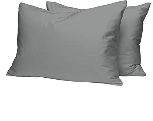 Pizuna Luxuriöser Soft-Satin 2er Pack Kissenbezug 70 x 90 cm Dunkel Grau, 400 Fadenzahl Baumwolle Kissenbezüge, 100% Langstapel Baumwolle Kissenbezug (Dunkel Grau, 70x90 cm)