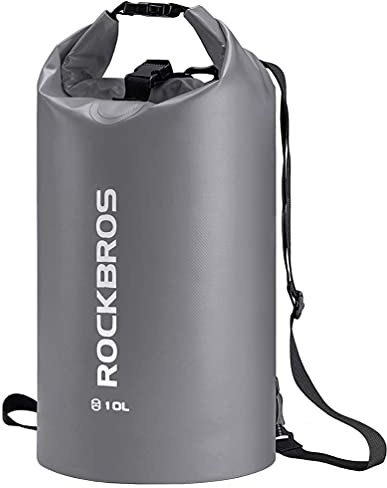 ROCKBROS Dry Bag Wasserdicht Packsack für Wassersport, Strand, Schwimmen Boot Kajak Rafting Segeln Outdoor, Grau, 20L