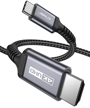 JSAUX USB C to HDMI Cable 4K 10FT/3M, Type C to HDMI Cable Thunderbolt 3 Compatible with MacBook Pro 2019/2018, iPad Pro 2020, MacBook Pro/Air, Samsung S20 S10 Note 10, Huawei P30 P20 Dell XPS -Grey