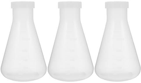 iplusmile Erlenmeyer Flask - 3pcs Transparent PP Erlenmeyer Flask with Screw Cap, Flat Bottom, 100ml, 250ml & 500ml for Lab Science Experiment