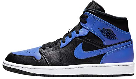Nike Air Jordan 1 Mid, Basketballschuhe für Herren, Blau Black Hyper Royal White 077, 44.5 EU