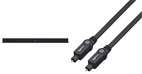 Sharp HT-SB140MT 2.0 Barra de Sonido Cine en casa, Bluetooth con HDMI ARC/CEC, Potencia máxima Total de Salida:150w + Amazon Basics Cable óptico de Audio Digital Toslink (1 m)