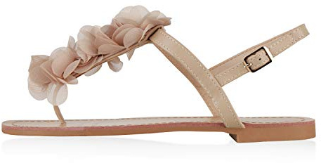 Giralin Modische Damen Sandalen Blumen Zehentrenner Sommer Schuhe 135985 Nude 38