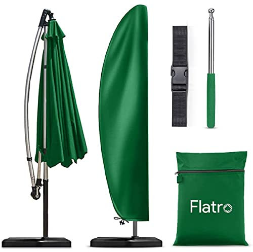 FLATRO Parasol Cover - Heavy Duty Parasol Covers Waterproof Cantilever with Bag - UV Protection, Weather and Rip Proof 420D Oxford Parasol Cover in Garden & Outdoors (Green)