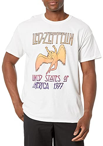 Led Zeppelin Men's Led Zeppelin 1977 Tour Orange Colorfade T-Shirt T-Shirt (Pack of 1)