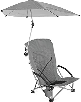 Sport-Brella Chaise de Plage avec Parasol réglable UPF 50+ Gris
