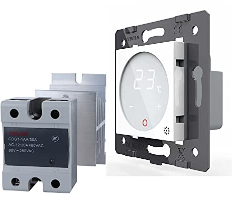 LIVOLO Innenleben Digitales Touch Raumthermostat mit Elektronischem Lastrelais für Fußboden/Elektroheizung mit Stellmotoren VL-C7-PS72-XQ002-11 Weiss Fuß Boden Heizung