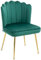 HOMCOM Shell Luxe Velvet Accent Chair with Gold-tone Metal Legs, Modern Vanity Chair for Living Room, Bedroom, Home Office, Green