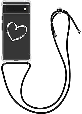 kwmobile Coque Collier Compatible avec Google Pixel 6 Coque - Housse en Silicone avec Cordon de Collier - Blanc-Transparent