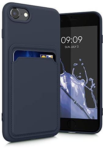 kwmobile Handyhülle kompatibel mit Apple iPhone SE (2022) / iPhone SE (2020) / iPhone 8 / iPhone 7 Hülle - Handy Cover mit Fach für Karten - in Dunkelblau