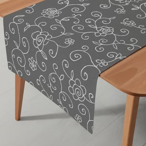 Miami Gartentischdecke Tischdecke Meterware Outdoortischdecke Campingtischdecke Mediterran Grau Läufer 40 x 150 cm Outdoor Camping