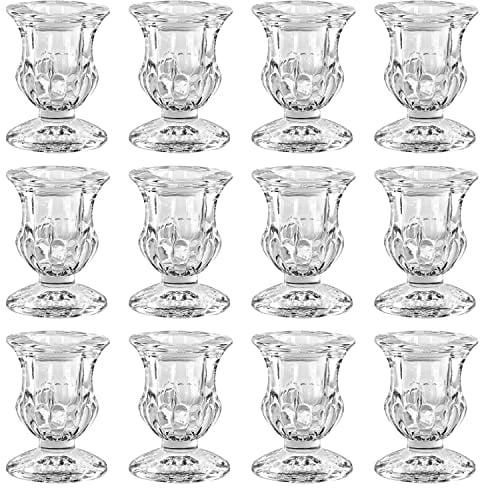 Belle Vous Photophore Verre Chauffe-Plat Effilé (Lot de 12) – l4,7 x H6,3 cm - Bougeoir Verre en Cristal - Décoration de Maison, de Table de Mariage, Centre de Table et Cadeau d’Aromathérapie