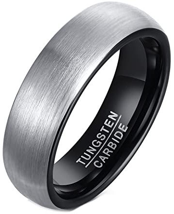 Bishilin Schwarz Rosegold Ring Personalisiert, Herren Ringe Wolframcarbid 6MM Matt Bandring Freundschaftsringe Männer Ringe in Bijouterie