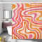 LIGHTINHOME Moderner Abstrakter Kunststoff-Duschvorhang 152x183 cm (BxH), ästhetisch, niedlich, Hippie, 70er-Jahre, Retro, Spiral, Orange, Rosa, bunt, Badezimmer, Heimdekoration mit Haken