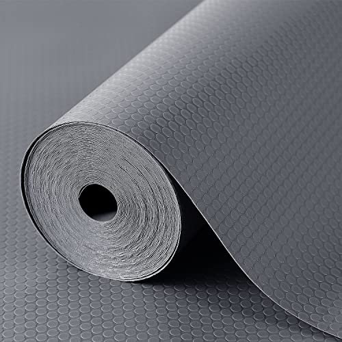 Tapis de tiroir Non adhésif Revêtement de tiroir Durable Antidérapant en EVA Imperméable Découpable pour étagères, armoires, tiroirs, réfrigérateur, Maison, Bureau Gris 44x1000cm