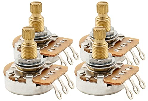 Musiclily Pro HD B500K Full Brass Metric Coarse 18-Spline Split Shaft Pots Linear Taper Potentiometers for Electric Guitar Bass (Set of 4)