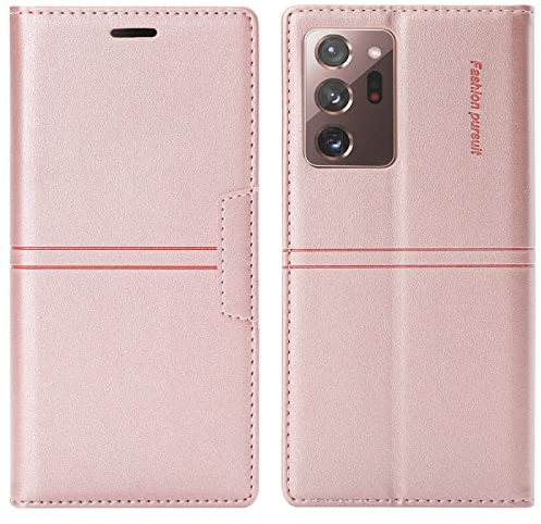 OKZone Kompatibel mit Samsung Galaxy Note 20 Hülle, Handyhülle Samsung Note 20 Wallet PU Leder Kartenfach Magnet Klappbar Schutzhülle Samsung Note 20 Hülle Flip Case Cover Stoßfest Klapphülle (Rosa)