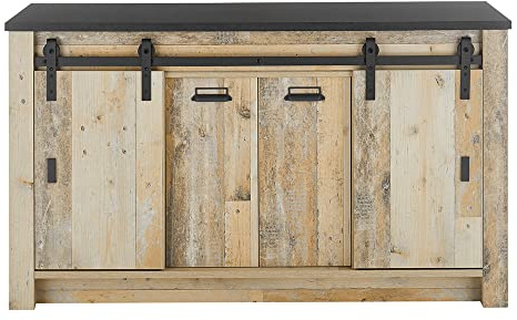 Lomadox Küchen Spülschrank in Old Style hell Nb. mit anthrazit, B/H/T ca. 161/93/64 cm
