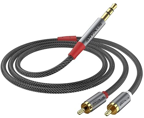 ANYPLUS Cable Jack a RCA Con HiFi Sonido, 2M, Audio 3.5mm a RCA Macho Estéreo Para Móvil, Tablet, PC, iPod, Amplificador, Altavoz, TV, DVD