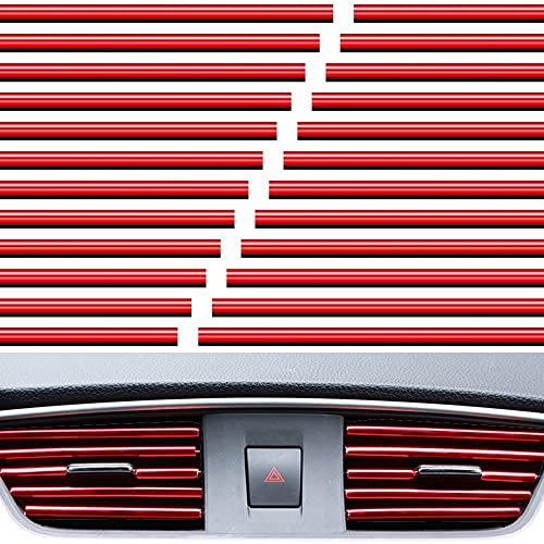 20 Stück Auto Klimaanlage Dekorationsstreifen U Form Leisten für Lüftungsschlitze DIY Decor Zubehör Auto Luftauslass Innen Leisten Streifen Dekor Lüftungsschlitz für Klimaanlage Trimmen Streifen (Rot)