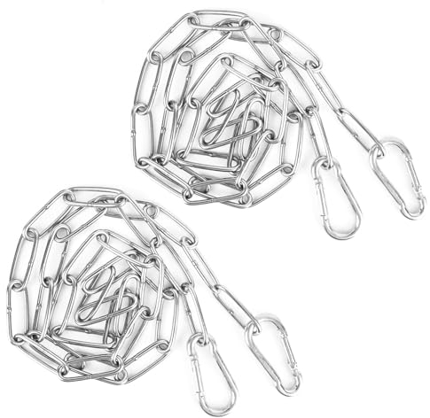 XTDMJ Cadena de acero inoxidable 304, 2 unidades de 1 m de diámetro de 32 mm, cadena de metal redonda con mosquetón de acero inoxidable para plantas colgantes, toldo, decoración, colgante, cadena para