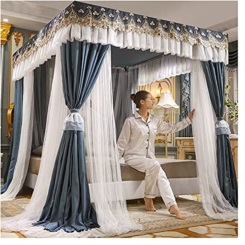CENAP Bettvorhang, Himmelbett, Moskitonetz, doppellagig, Prinzessinnen-Vorhänge, Baldachin für Mädchen, Einzel-/Kingsize-Bett mit Rahmen (Größe: 2 x 2,2 m/6,6 x 7,2 Fuß)