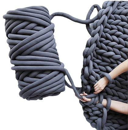 BICI Sperriges Strickgarn, Dicke Wolle Zum Häkeln,100g/250g/500g/1000g Sperrige Armstricken Wolle Super Chunky Garn Sperriges Vorgarn Für Armstricken, Häkeln Filzen, Teppiche Decke (dunkelgrau,500g)