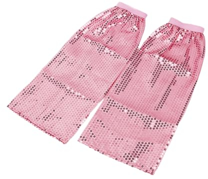 QINZTON Pailletten-Beinstulpen, glitzernde Beinstulpen, elastische Manschetten, Beinärmel, Raves, Party-Kostüm für Damen und Mädchen, glitzernde Beinsocken, rose, One size