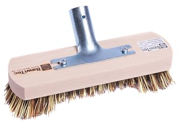 BawiTec Qualitäts Schrubber 225mm Breit mit harten Borsten UnionMix Bart/Borstenrand Metall-Stielhalter für Standard-Stiele 23-24mm ohne Stiel Fußbodenschrubber für Fliesen, Stein etc.