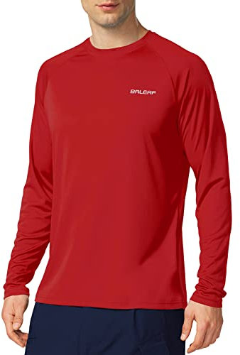 baleaf Maglietta UV da uomo con protezione UV UPF 50+ Rashguard protezione solare a maniche lunghe, Pomodoro , L