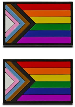 2 Stück PVC LGBT Regenbogen 3D Rubber Flagge Patch, Progressiv Rainbow Bestickter Verschluss, Emblem zum Aufnähen,Schwulenstolz Patch für Rucksäcke, Mützen, Westen, Helme, Jacken, Kleidung
