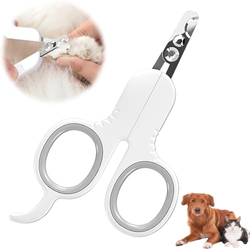 Krallenschere Katzen, Katzenkrallen Schneider 2 mm mit Loch, Edelstahl Katzennagelschneider, Nagelknipser für Katzen, Katzen Krallenschneider, Krallenschere für Hunde, Anfänger Toll Geeigne (Grau)