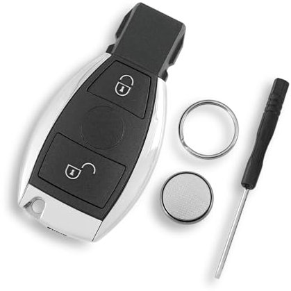 2 Tasten Auto Schlüsselgehäuse Für Mercedes Benz A B C E G M R Klasse W203 W204 W205 W210 W211 W212 W221 mit Schraubendreher und Schlüsselring Batterie CR2032