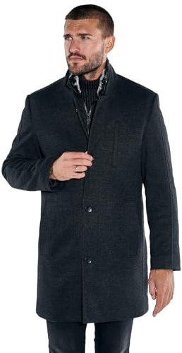 emilio adani Herren Herren Mantel slim fit, Schwarz, 37579, Schwarz in Größe 50