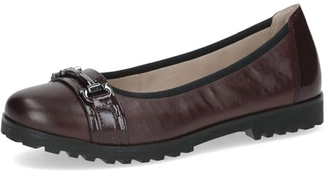 Caprice Damen Ballerinas aus Leder mit Zierschnalle, Rot (Bordeaux Comb), 41 EU