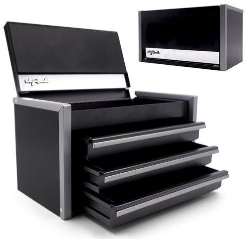 Mini caja de herramientas de metal con 3 cajones y almacenamiento superior, micro portátil con compartimentos, caja de herramientas multifunción para almacenamiento de herramientas y organizadores