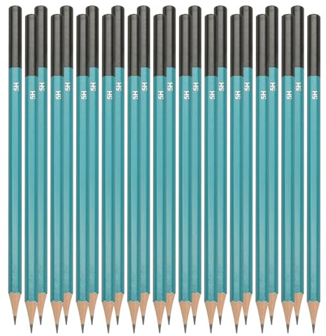 PATIKIL 5H Zeichenstifte zum Skizzieren, 24 Stück Zeichenstifte zum Zeichnen Kunststifte Graphit Holz Vorgespitzt zum Zeichnen Skizzieren Künstler, Sechseckig, Grüner/Schwarzer Stift